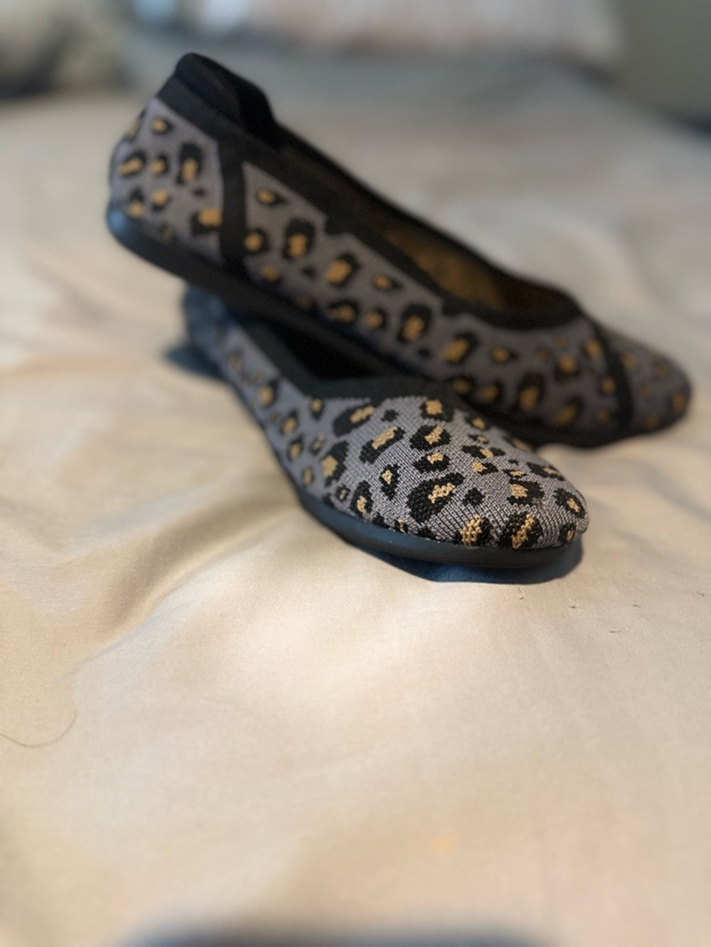 Clarks Leopard Knit Ballet Flats - Black & Gold